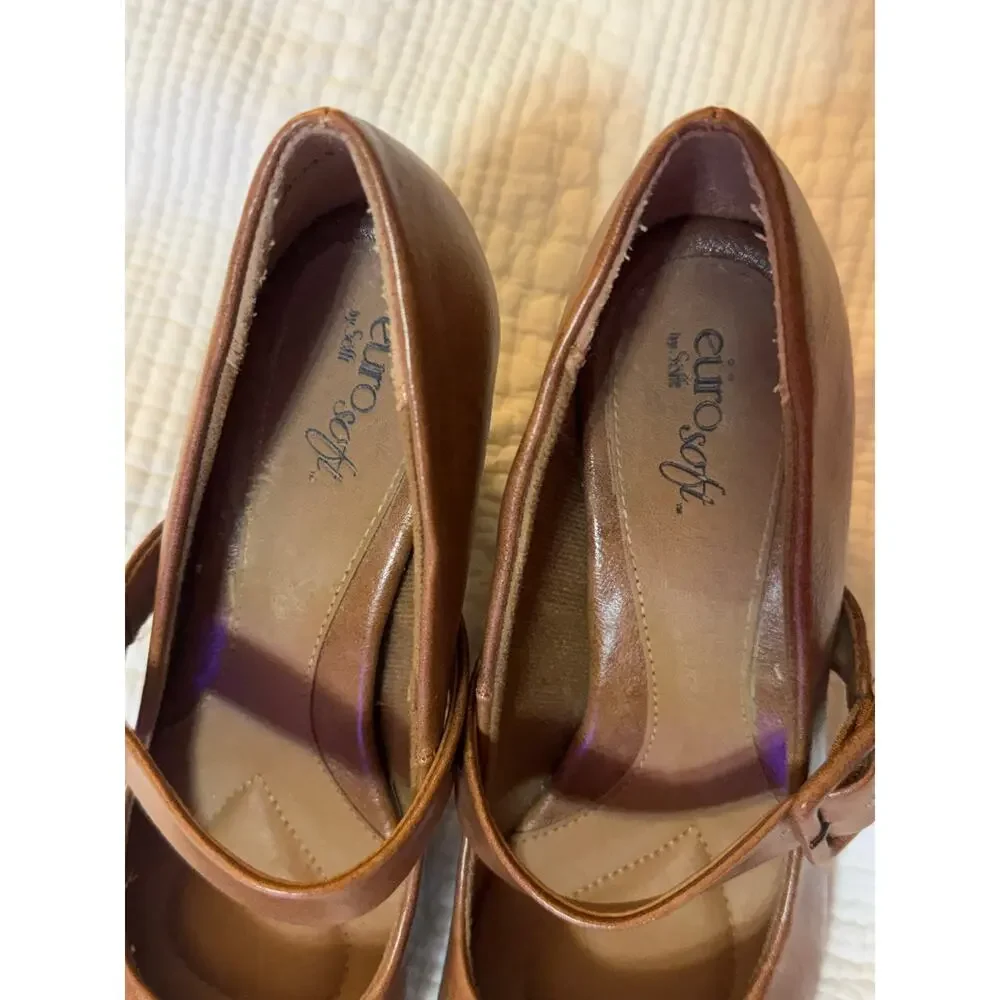 Eurosoft by Sofft Brown Mary Jane Comfort Shoes Women’s 8M Block Heel